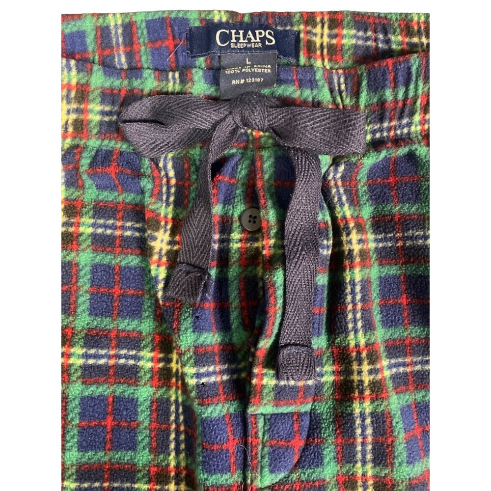 Chaps Sleepwear Men's Blue and Green Plaid, Side Pockets, Size L SKU 2205 - Picture 3 of 3
